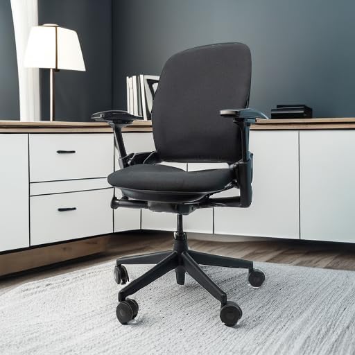 Steelcase Leap V2 Office Chair - Remanufactured by Crandall Office - Ergonomic, Fully Adjustable, 12-Year Warranty, Black Fabric - Premium Work & Home Office Seating