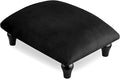 YOYETECO Small Foot Stool Ottoman with Stable Wood Legs Upholstered Footstool Padded Foot Rest Step Stool for High Beds Seat Chair Couch Sofa Patio Bedroom Living Room Office (5.9" H-Black)