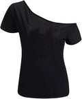 MAGICMK Women’s Short Lips Print Causal Off The Shoulder Plus Size T-Shirt Tops
