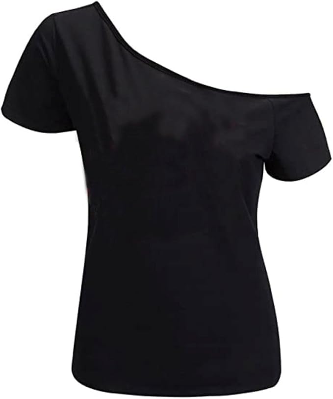 MAGICMK Women’s Short Lips Print Causal Off The Shoulder Plus Size T-Shirt Tops