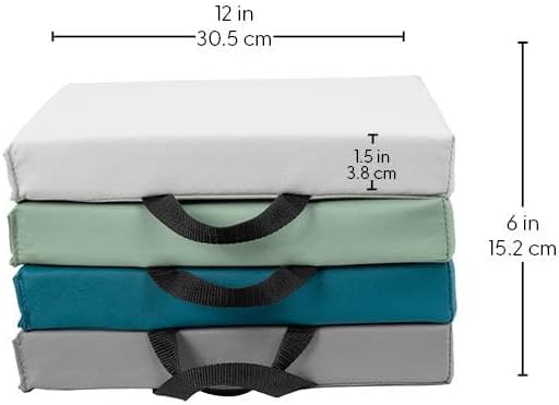 FDP SoftScape 12 inch Square Toddler Floor Cushions with Handles; Flexible Seating for Daycare, Preschool, Playroom; 1.5 inch Deluxe Foam (4-Piece) - Glacier