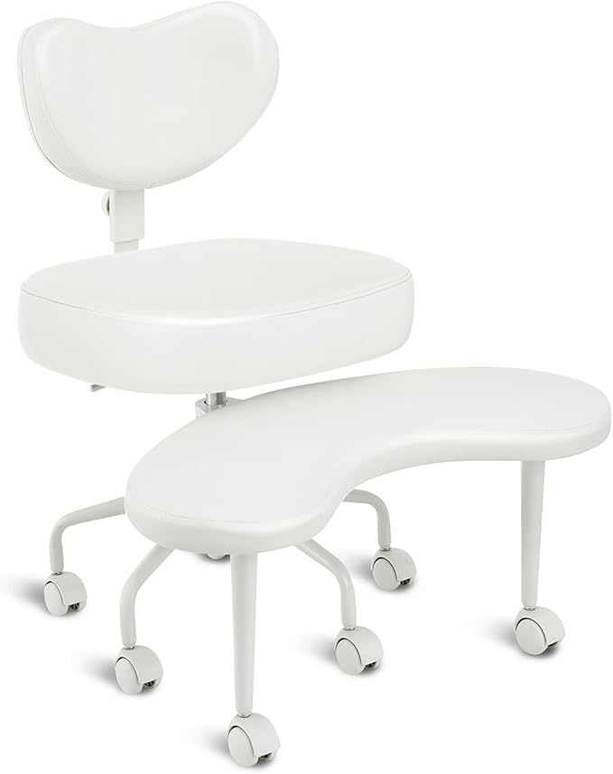 Pipersong Meditation Chair PRO VENTI, Cross Legged Chair with Wheels, ADHD Chair, Criss Cross Desk Chair with Height Adjustable Backrest and Adjustable Stool, Flexible Design for Fidgety Sitters,Ivory