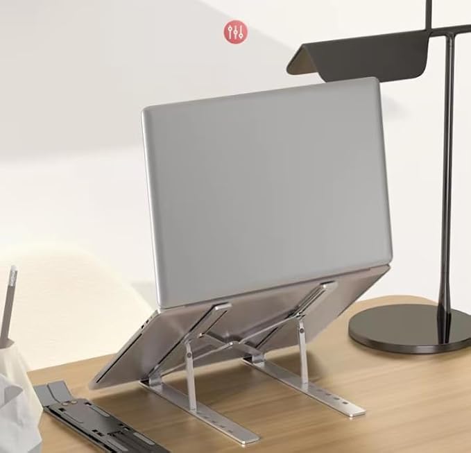 Laptop Stand Folding Cooling Aluminum Alloy Portable Raised Desk Lift (Silver, 18")