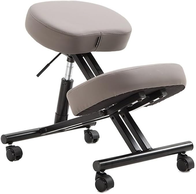 ShdiMcma Ergonomic Chair Kneeling Chairs, Leather Fabric Knee Chair with Universal Wheel, 4 Stage Height Adjustment Meditation Chair, Movable Posture Chair for Office, Study