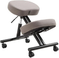 ShdiMcma Ergonomic Chair Kneeling Chairs, Leather Fabric Knee Chair with Universal Wheel, 4 Stage Height Adjustment Meditation Chair, Movable Posture Chair for Office, Study