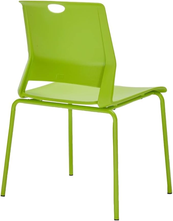 Stackable Chairs Set of 4, Office Waiting Room Chair Plastic Seat, Green Stacking Chairs with Sturdy Metal Legs, Guest Chair for Conference Rooms, Churches, Living Rooms, Classrooms(Green).