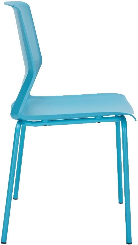 Stackable Chairs Set of 4, Office Waiting Room Chair Plastic Seat, Blue Stacking Chairs with Sturdy Metal Legs, Guest Chair for Conference Rooms, Churches, Living Rooms, Classrooms(Blue).