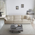 Aoowow Modular Sectional Sofa,112.2 Inch Deep 3-Seater Sofas Comfy Chenille Cloud Sofas and Couches with Pillows for Living Room Apartment（Light Coffee）