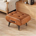 Portable Brown Footstool with Handle, Modern Under Desk Footrest, Stylish Foot Rest for Living Room, Bedroom, Entryway - Comfortable & Versatile Seating Solution