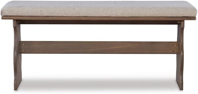 Riverbay Furniture Patio Conversation Indoor 3 Piece Kitchen Breakfast Corner Table Booth Bench Natural Fabric Upholstered Dining Nook Set in Brown