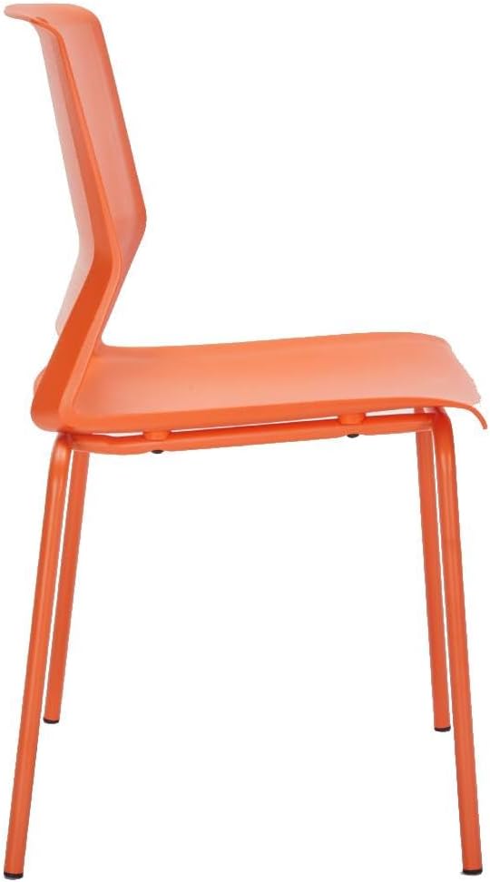 Stackable Chairs Set of 4, Office Waiting Room Chair Plastic Seat, Orange Stacking Chairs with Sturdy Metal Legs, Guest Chair for Conference Rooms, Churches, Living Rooms, Classrooms(Orange).