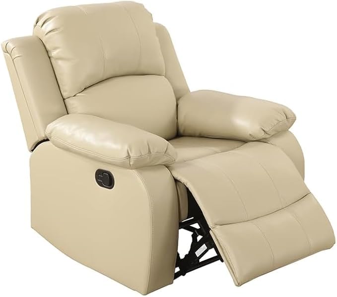 AYCP Bonded Leather Living Room Furniture Set Reclining Sofa Set Loveseat Furniture Sets in Living Room Sofa Recliners (Chair, Beige)