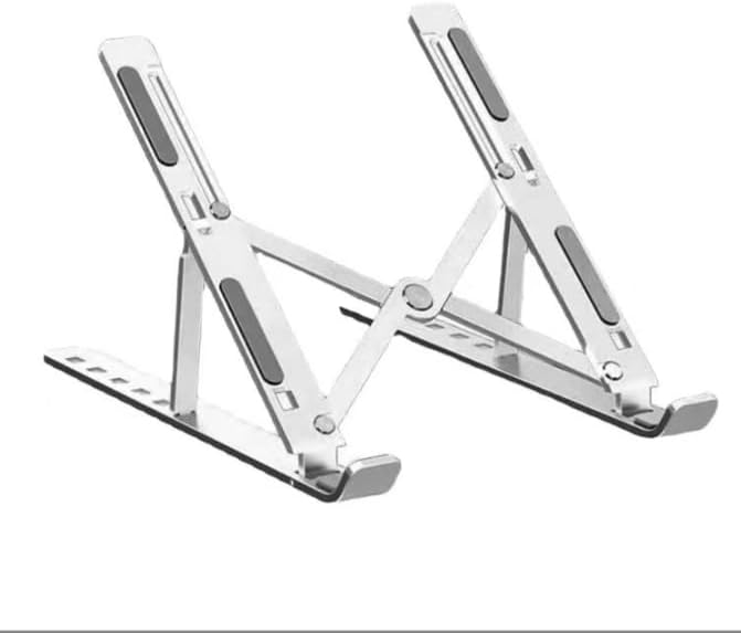 Laptop Stand Folding Cooling Aluminum Alloy Portable Raised Desk Lift (Silver, 18")