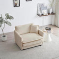 Aoowow Single Deep Seat Sofa Comfy Chenille Couch,Modern Upholstered Accent Armchair with Pillow for Living Room Bedroom Apartment(Light Coffee)