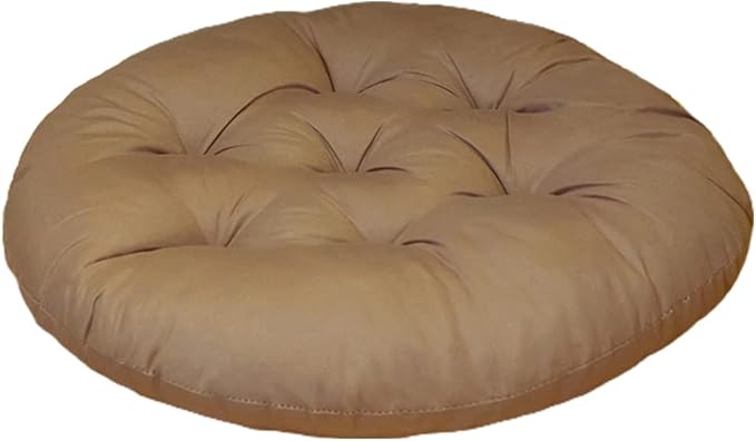 16 Inch Round Chair Seat Pad Thick Tatami Plaid Style Comfortable Floor Seat Cushion Soft Chair Mat for Office Bedroom Living Room Kitchen, Khaki