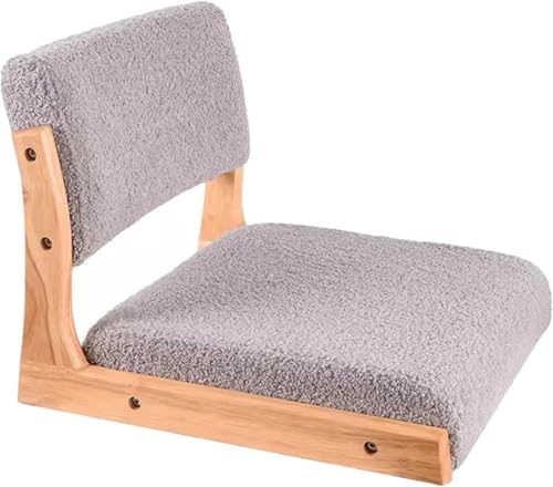 Japanese Floor Chair with Backrest - Ergonomic Wooden Sofa, Designer Indoor Meditation Chair, Upholstered Relaxation Cushion for Balcony & Living Room - Stylish & Comfortable