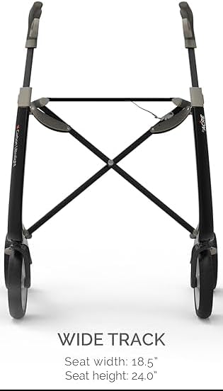 byACRE Carbon Ultralight Rollator Walker - World's Lightest Carbon Rollator - Only 10.6 lbs | Indoor and Outdoor Use | Foldable with seat and Easy to Travel with (Champagne Gold, Wide Track)