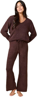 Softies Marshmallow V Neck Lounge Set for Women Ultra Soft 2 Piece Loungewear with Relaxed Top and Straight Leg Pants