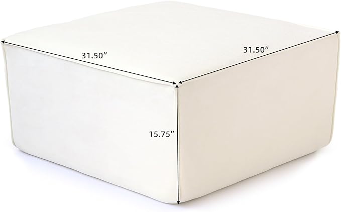 JACH Sofa Ottoman Module, Minimalist Comfy Breathable Ottoman Footstool Paired with Sofa Couch for Living Room, Apartment, Beige