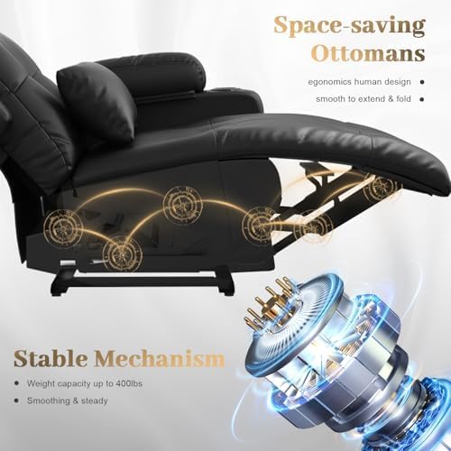 Aotolo Recliner Sofa, 3 Seater Massage Reclining Loveseat Sofa Sets, 1 Single Power Recliner Chairs Heat & Massage, Heavy Weight Capacity, RV Clearance Love Seat Couch with Console, USB, Type C Port