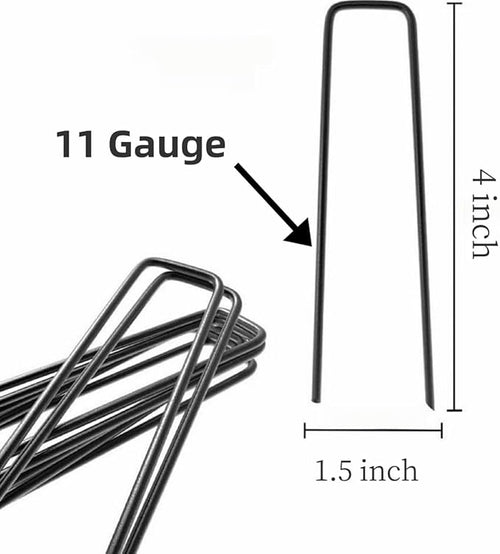 4 inch 25 Pack Black Galvanized Landscape Staples 11 Gauge Garden Stakes Pins Anti-Rust Ground Stakes U-Shaped Tent Stakes are Used for Weed Barrier, Irrigation Tubing, Yard Lawn, Landscape Fabric