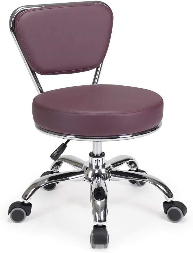 MAYAKOBA Dayton Garage Rolling Seat (Burgundy) Pneumatic, Short Stool with Adjustable Height 13"-15", Perfect for Garage Task, Home Cleaning, Bathroom Short Seat, Technician Task