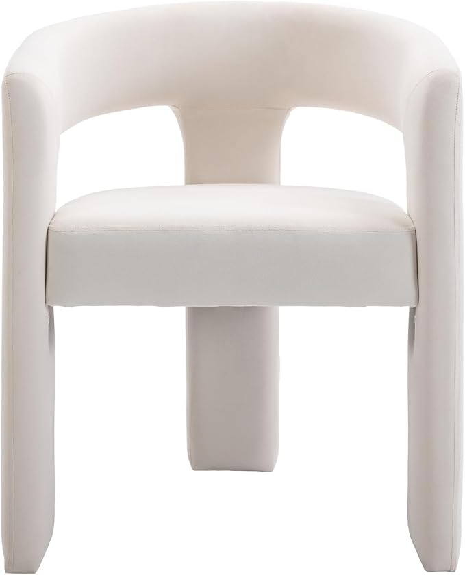 DAYALANE Modern Barrel Dining Chairs Set of 4, Upholstered Accent Kitchen Chair with Arms Comfy Velvet Side Chair for Living Room/Home Office/Reception, Velvet Cream