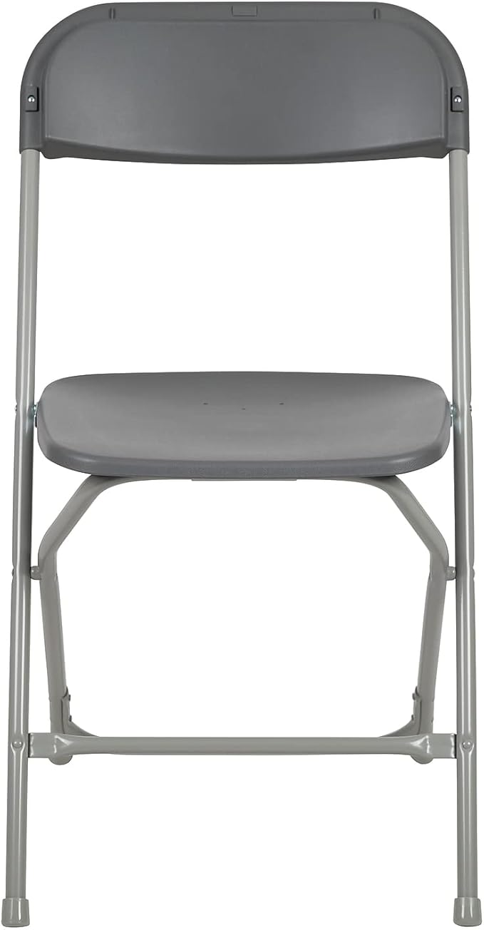 Flash Furniture Hercules Series Plastic Folding Chair - Grey - 2 Pack 650LB Weight Capacity Comfortable Event Chair-Lightweight Folding Chair