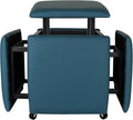 5 in 1 Nesting Ottoman Cube Chair, Stackable Stools, Leather Square Ottoman Bench, Foot Stool with Wheels for Living Room,Dining Room 15.75x15.75x16.54 inches