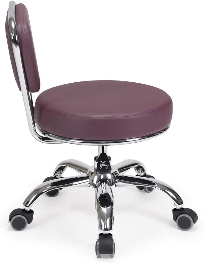 Dayton Home Office/Garden Rolling Seat (Burgundy) Pneumatic, Short Stool with Adjustable Height 13"-15", Perfect for Home Office, Gardening, Garage Mechanic, School and Lab
