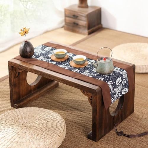 Japanese Low Floor Table - Solid Wood Coffee & Tea Table, 60cm Meditation Table for Living Room, Multi-Purpose Design, Ideal for Small Spaces