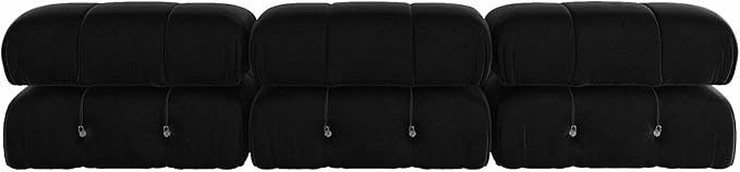 JACH Modular Sectional Couch, Modern Deep 3-Seat Couches, 104'' Minimalist Teddy Velvet Sectional Sofas, Convertible Sleeper Soft Sofa for Living Room Apartment (Black)