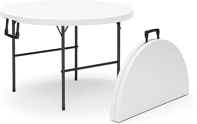 Our Modern Space 3.5 Feet Circular Round Foldable Table with Built in Handle & Steel Legs | Heavy Duty Portable | Perfect for Party, Dining, Wedding, Events, Picnic Indoor, Outdoor, Camping, Utility
