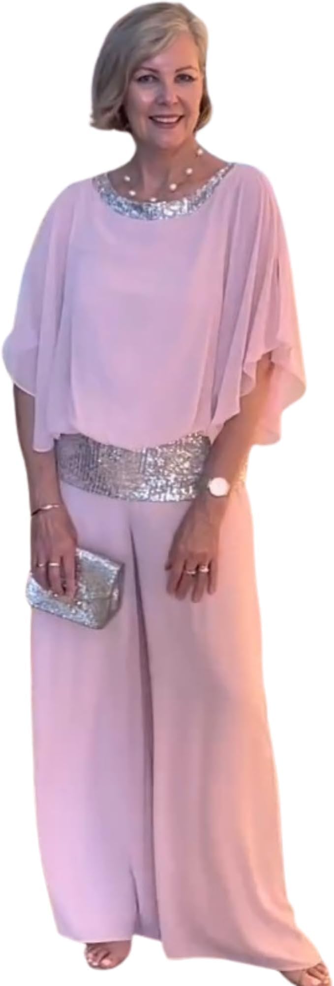 BIVENANT Womens Sequin 2 Piece Wedding Guest Pant Loose Formal Pantsuit for Women Suits for Ladies
