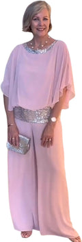 BIVENANT Womens Sequin 2 Piece Wedding Guest Pant Loose Formal Pantsuit for Women Suits for Ladies