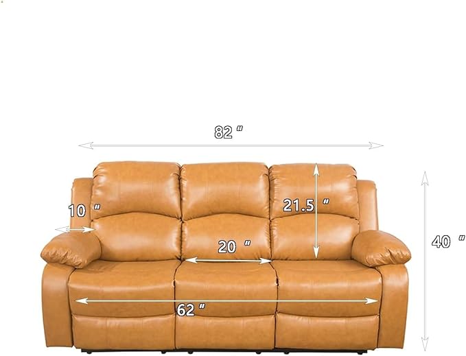 AYCP Bonded Leather Living Room Furniture Set Reclining Sofa Set Loveseat Furniture Sets in Living Room Sofa Recliners (Sofa, Ginger)