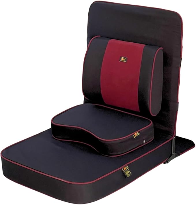 Friends of Meditation Extra Large Meditation Chair | Floor Chair with Back Support | Yoga Chairs for Adults | Portable Folding Chair | Yoga Chair with Cushion & Meditation Block | Black | 24x22 in