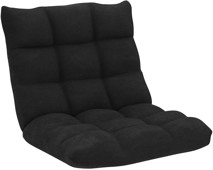 COSTWAY Adjustable Gaming Chair, Video Gaming Chairs with Back Support, Alloy Steel Frame, Soft Coral Fleece, Lazy Sofa Lounge for Reading Living Room Recliner for Adults Kids, Black