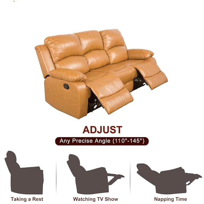 AYCP Bonded Leather Living Room Furniture Set Reclining Sofa Set Loveseat Furniture Sets in Living Room Sofa Recliners (Sofa, Ginger)