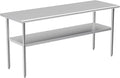 Atronor Stainless Steel Table for Prep & Work, 24x72 Inches, NSF Metal Commercial Heavy Duty Table with Adjustable Under Shelf and Foot for Restaurant, Home and Hotel