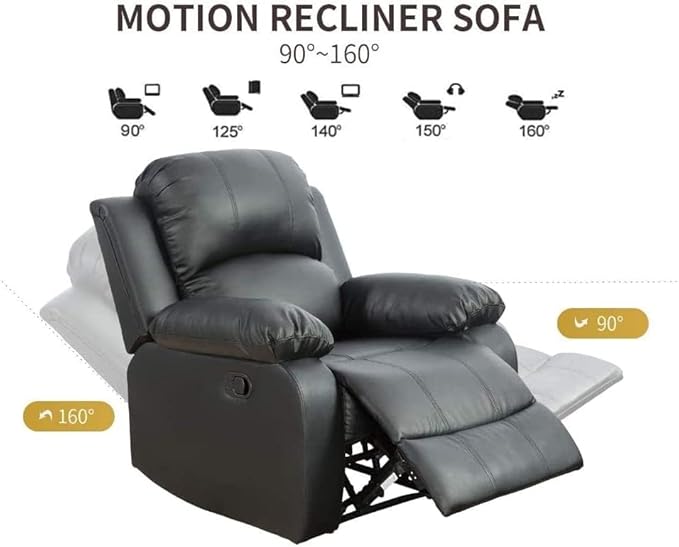 AYCP Bonded Leather Living Room Furniture Set Reclining Sofa Set Loveseat Furniture Sets in Living Room Sofa Recliners (Chair, Black)