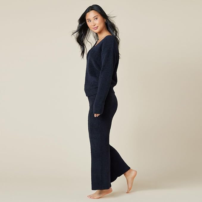 Softies Marshmallow V Neck Lounge Set for Women Ultra Soft 2 Piece Loungewear with Relaxed Top and Straight Leg Pants