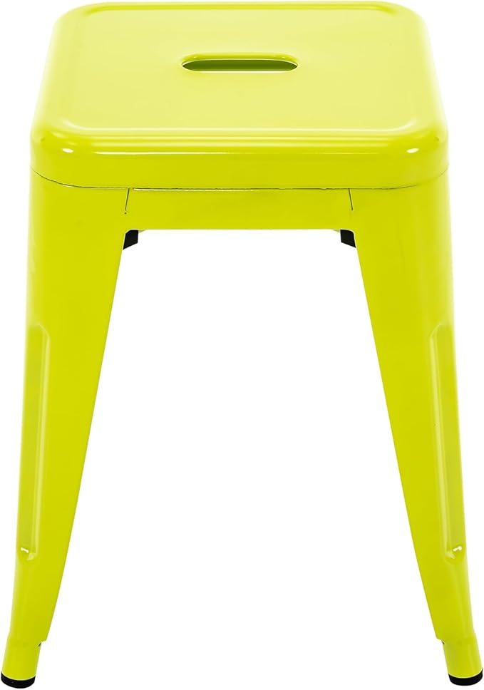 Brage Living 18 Inch Industrial Metal Stools Set of 4, Stackable Classroom Kitchen Short Stools, Backless Metal Dining Chairs for Indoor Outdoor (Lime Green)