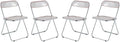 LeisureMod Lawrence Modern Clear Acrylic Folding Chair with Metal Frame, Space-Saving Transparent Seating for Dining Room, Home Office, Bedroom, Vanity or Small Spaces, (Rose Pink, Set of 4)