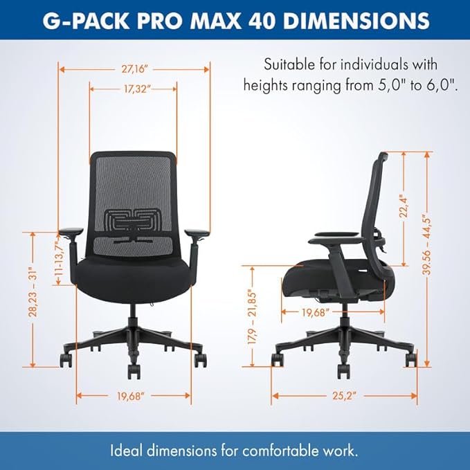 Mesh Office Chair – Ergonomic Office Chair with Lumbar Support, Adjustable 3D Arms & Soft Seat – Holds Up to 330lbs (Gray)