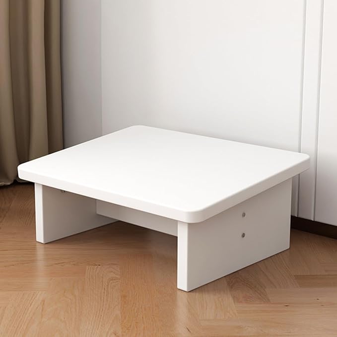 GALPADA Wooden Foot Rest Stool Warm White Non-Slip Footstool for Office and Home Comfortable Leg Support Ergonomic Footrest for Extended Sitting