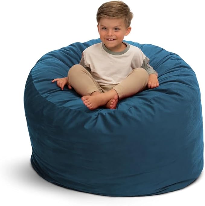 Ultimate Sack 3000 3-Foot Bean Bag Chair, Cloud Suede Cover – Oversized Foam Lounger, Floor Seat, Small Sofa, or Couch Bed for Living Area, Gaming Room, or Reading Lounge