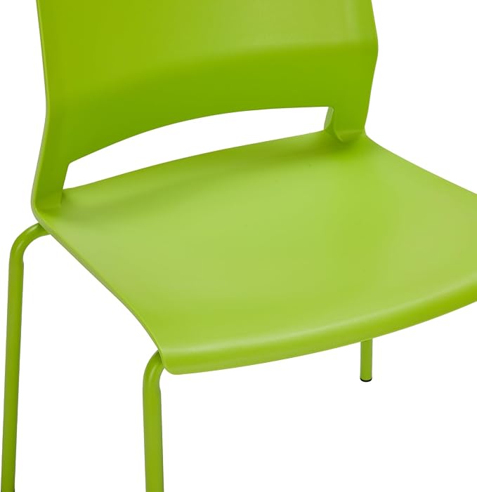 Sidanli Stackable Office Chairs, Green Guest Chairs with Comfortable Streamline Seat, Stacking Chairs No Wheels for Conference Room, Set of 4.