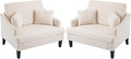 Bezseller Oversized Accent Chairs Set of 2, 33.5'' Wide Seat Comfy Armchair with 2 Pillows, Upholstered Big Reading Chair, Modern Single Sofa Chair for Living Room Bedroom Apartment Office, Beige