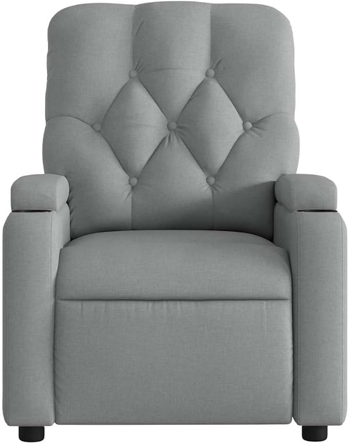 YAFF Electric Massage Recliner Chair with Vibration, Light Gray Fabric, 6-Point Massage, Adjustable Recline & Footrest, Cozy Home Lounge Seating, Perfect for Living Room Relaxation